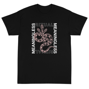 3-headed snake design framed by Meaningless Ritual t-shirt