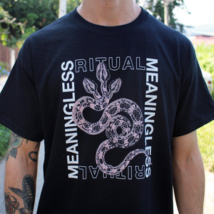 3-headed snake design framed by Meaningless Ritual t-shirt